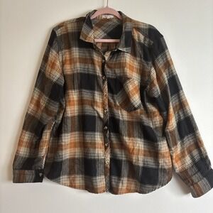 Maurices Flannel Button Down Women's  Plaid Yellow  Size 2x Plus